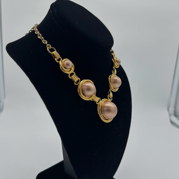 Vintage 1980s Gold and Rose Gold Necklace and Bracelet Set - Picture 3 of 6